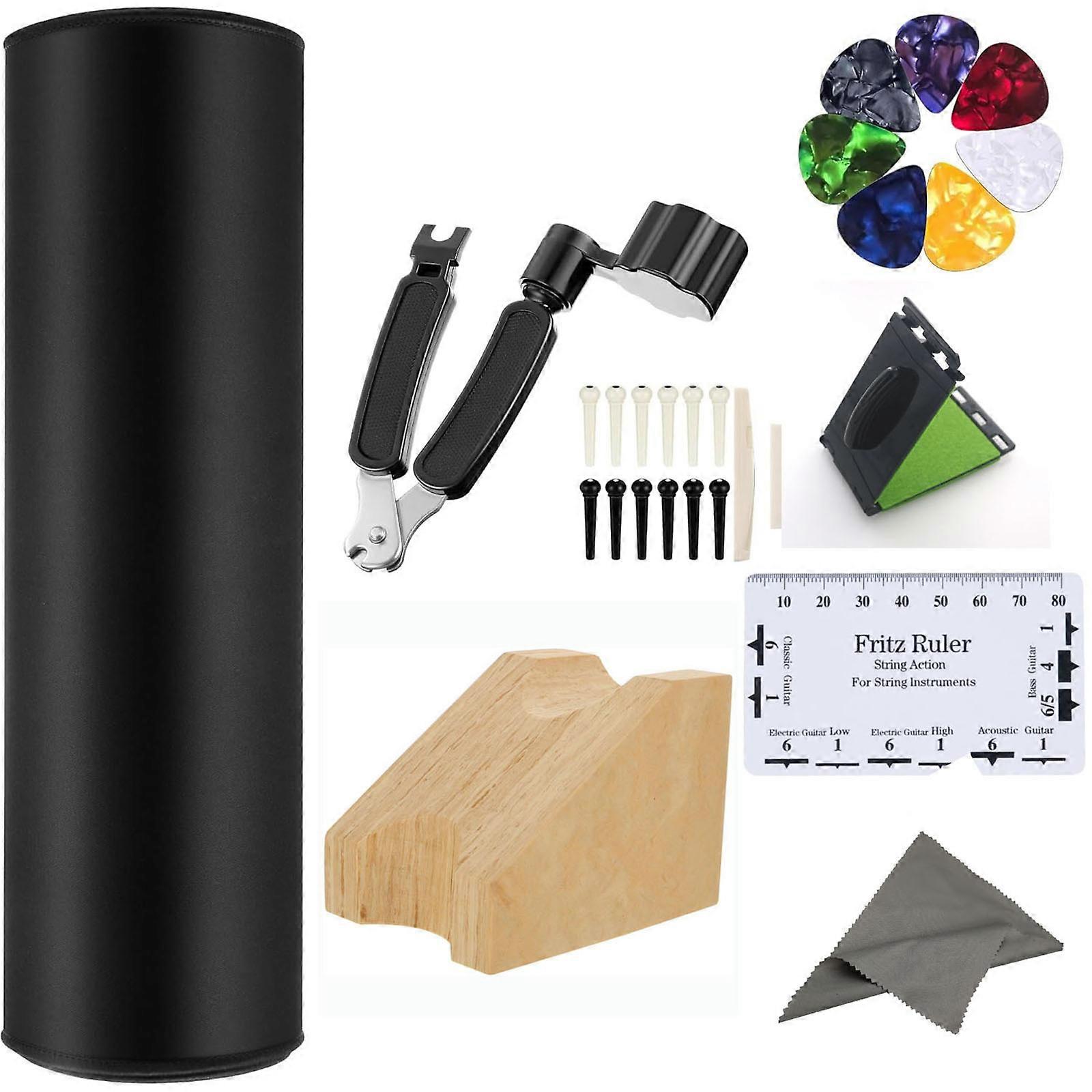Guitar Repair Set with Multiple Accessories String Action Gauge for Easy Maintenance Setup and String Replacement Multicolor