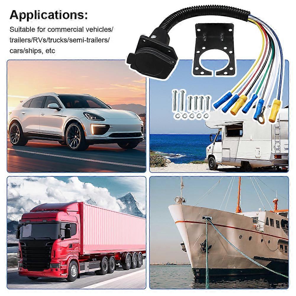 American Car Connector Multi-Function Trailer Extension Harness Plug Rust Proof 7 Way Female End Trailer Socket Car Accessories
