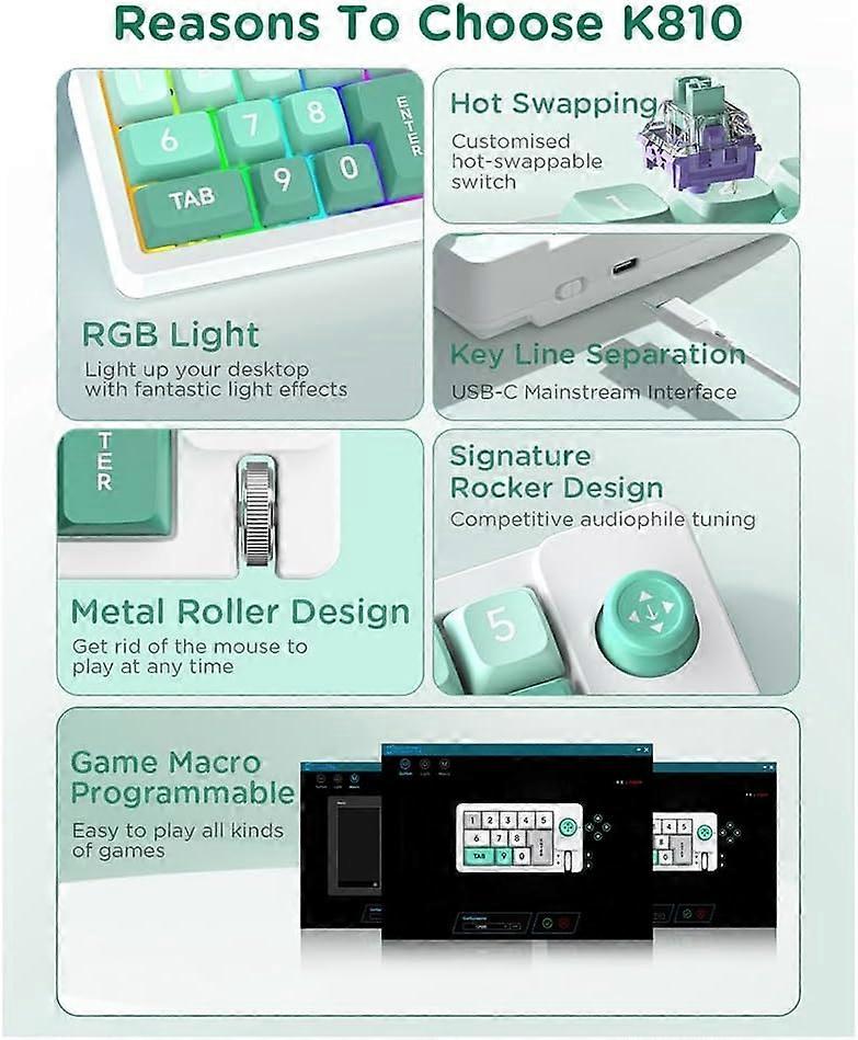 HotSwappable RGB Mechanical Gaming Keyboard with Macro Keys and Precision Joystick Green