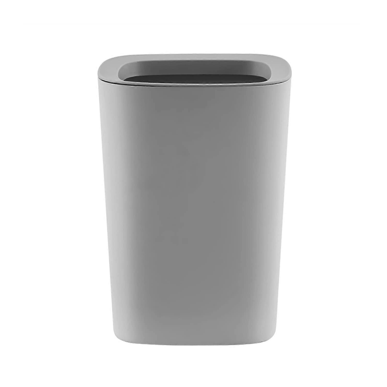 12L Grey Trash Can Open  SpaceSaving Waste Bin for Bedroom and Office Durable Design