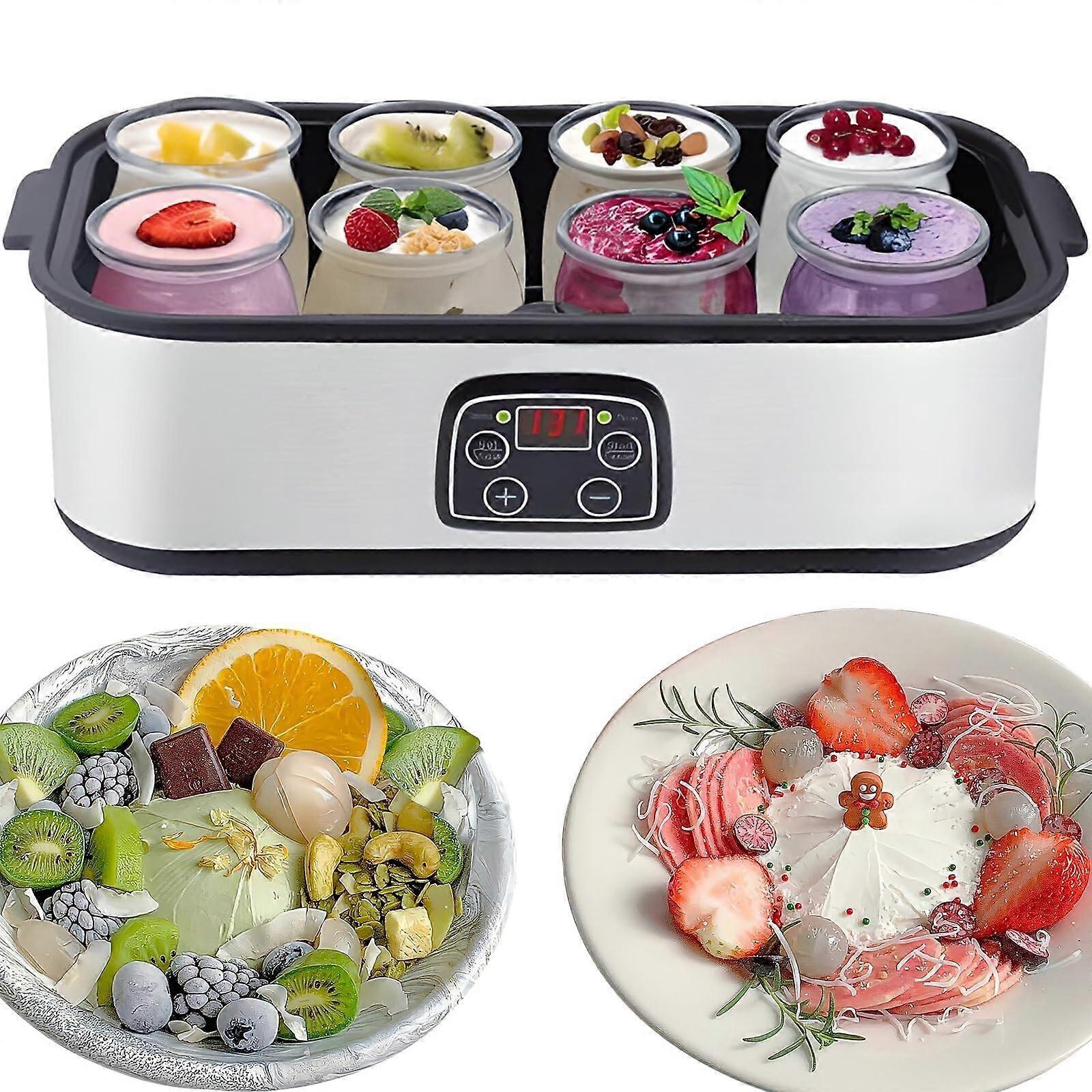 Electric Yogurt Maker with 8 Glass Jars, Large Capacity, Adjustable Temperature, 48H Timer, LED Display Ref: 4454