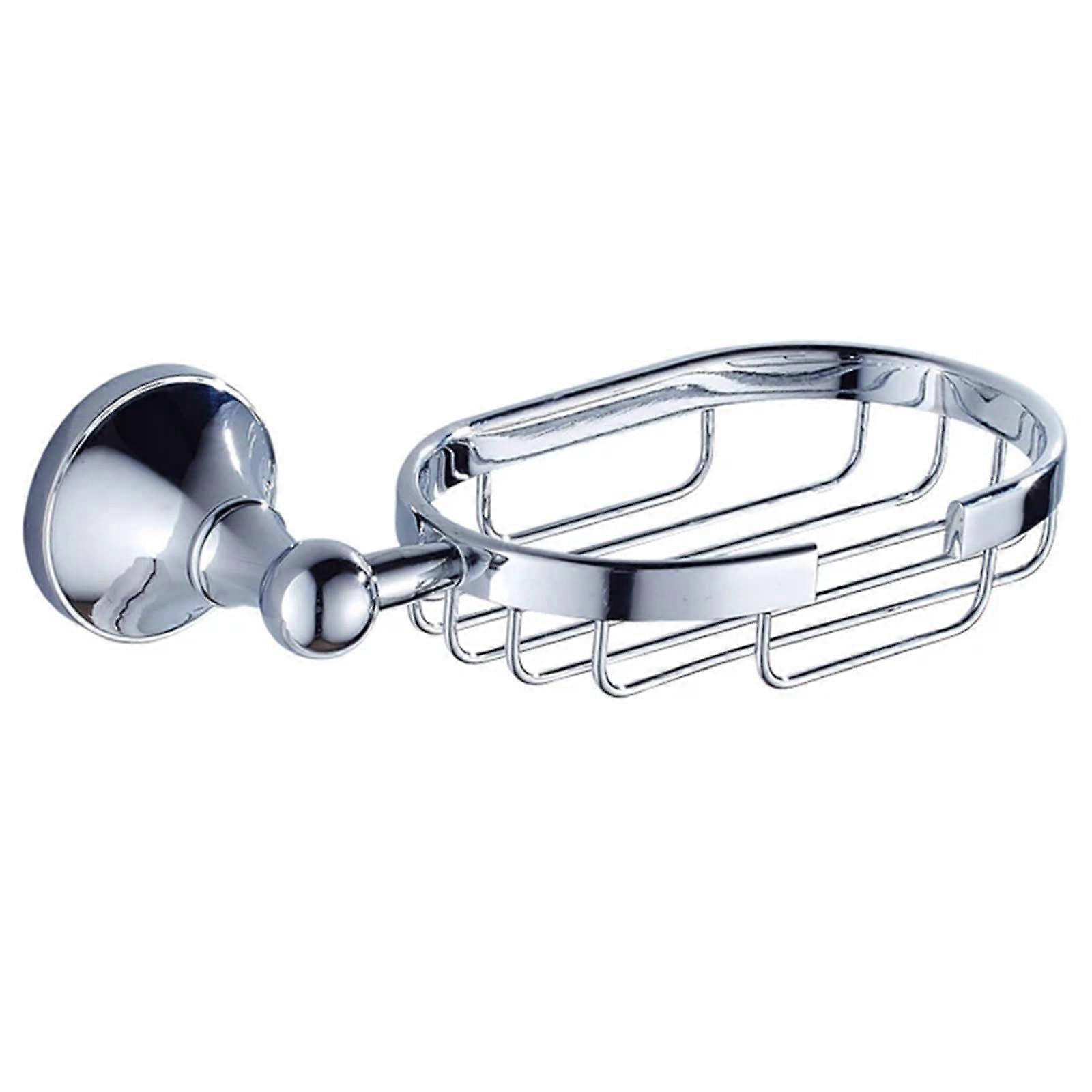 Bathroom Hardware Set with Wall Mounted Towel Rack and Soap Basket, RustResistant Chrome Finish