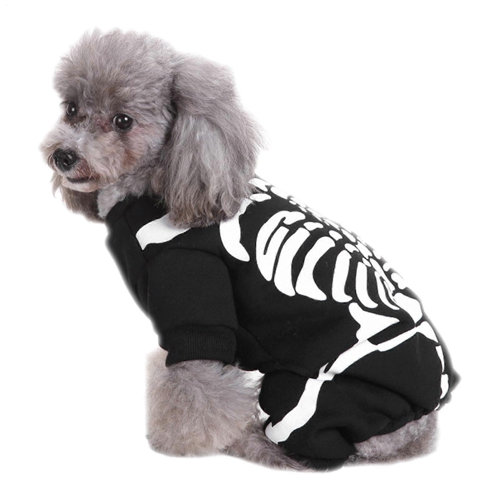 Halloween Dog Costume Skeleton Outfit for Small Medium Pets Soft Comfortable Full Skeleton Design