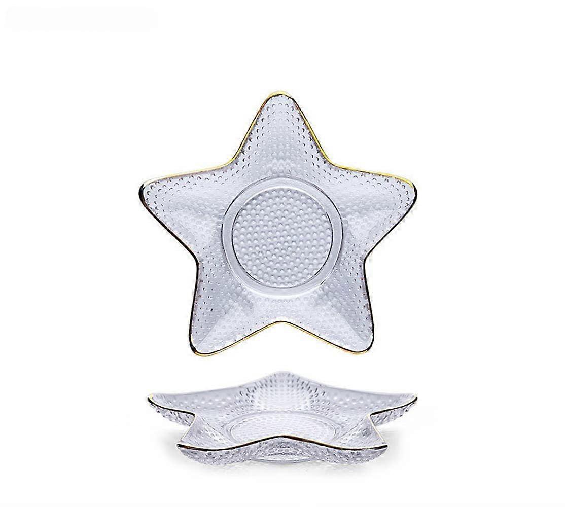 Glass Dinner Plates with Unique Conch Shell Design, Ocean Theme Starfish Dessert and Appetizer Serving Trays