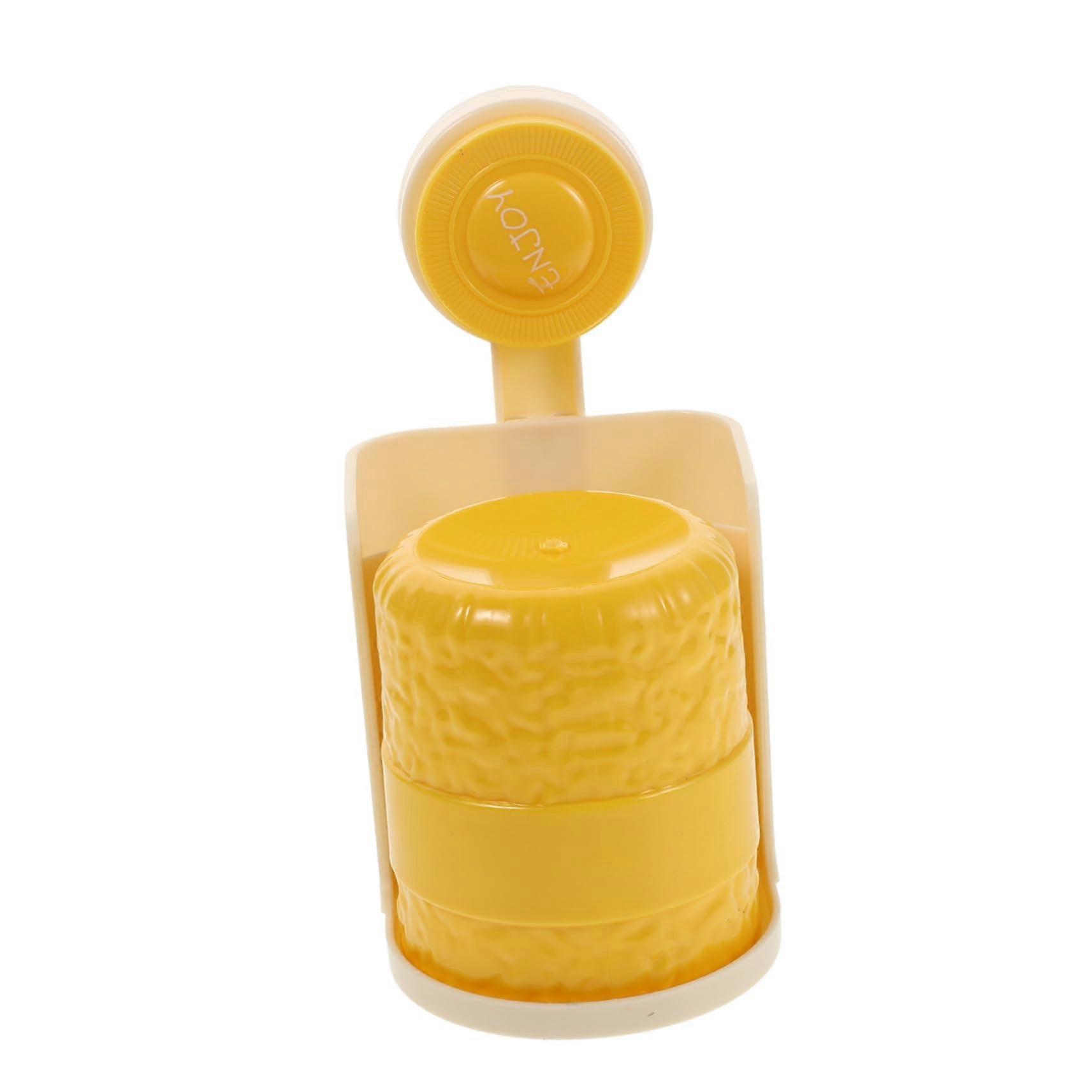 Wall Mounted Toothbrush Holder with Strong Suction, SelfDraining Bathroom Organizer, Yellow Cup