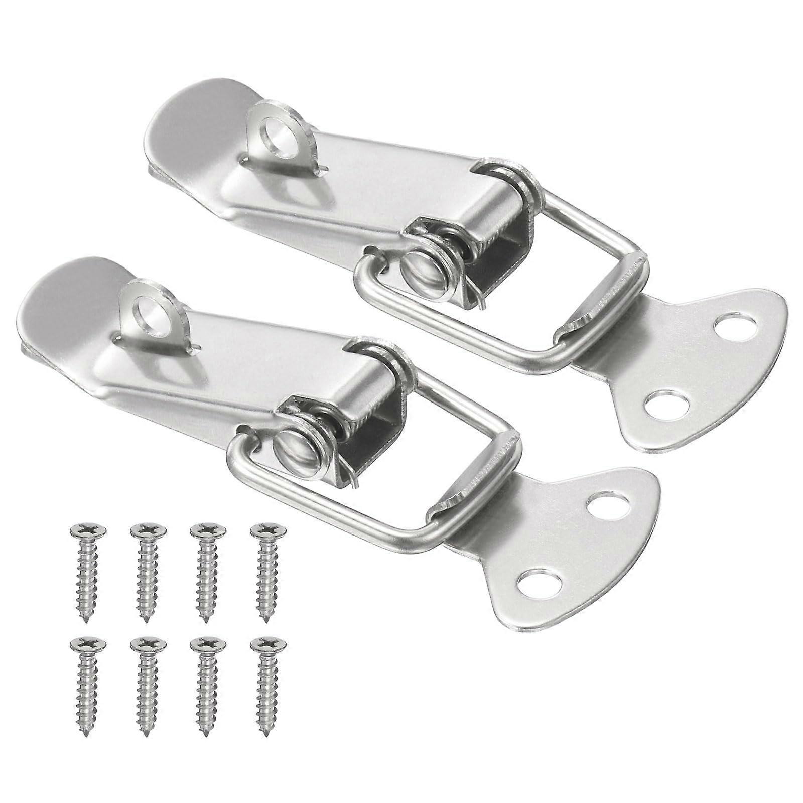 2 Pcs Stainless Steel Spring Toggle Latch 2.3in Secure Cabinet Toolbox Catch with Screws