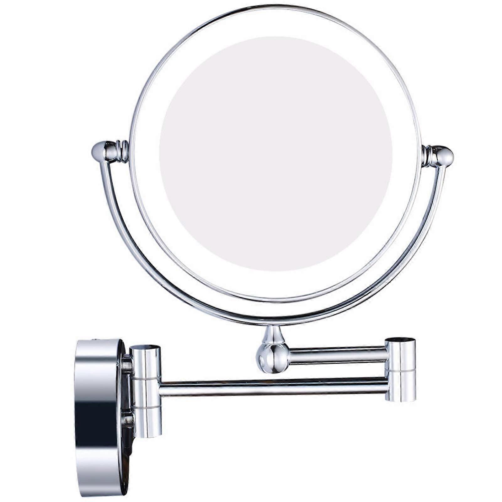 Double Sided LED Makeup Mirror with 7X Precision Magnification, Chrome Wall Mounted Swivel Extendable Vanity Mirror