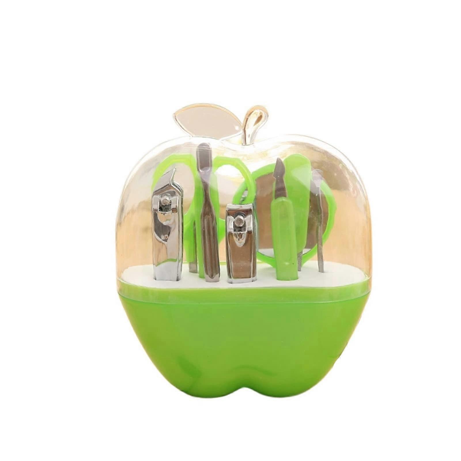 Stainless Steel Manicure Set with Leather Case, Sharp Rustproof Blades, 8pcs Green Travel Kit