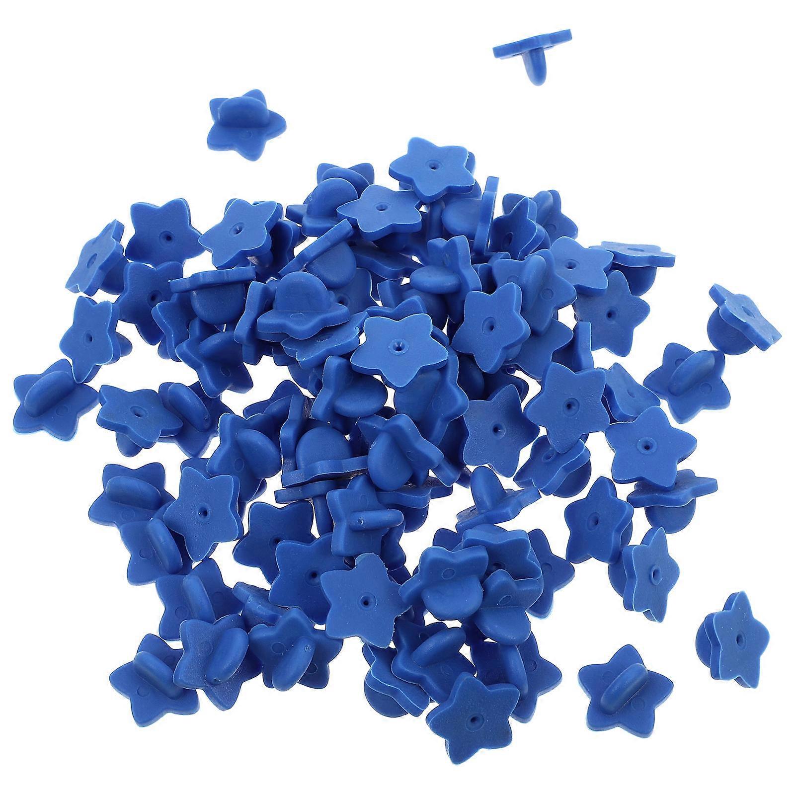 Blue Five-Pointed Star Rubber Pin Backs for Decoration 100Pcs Brooch