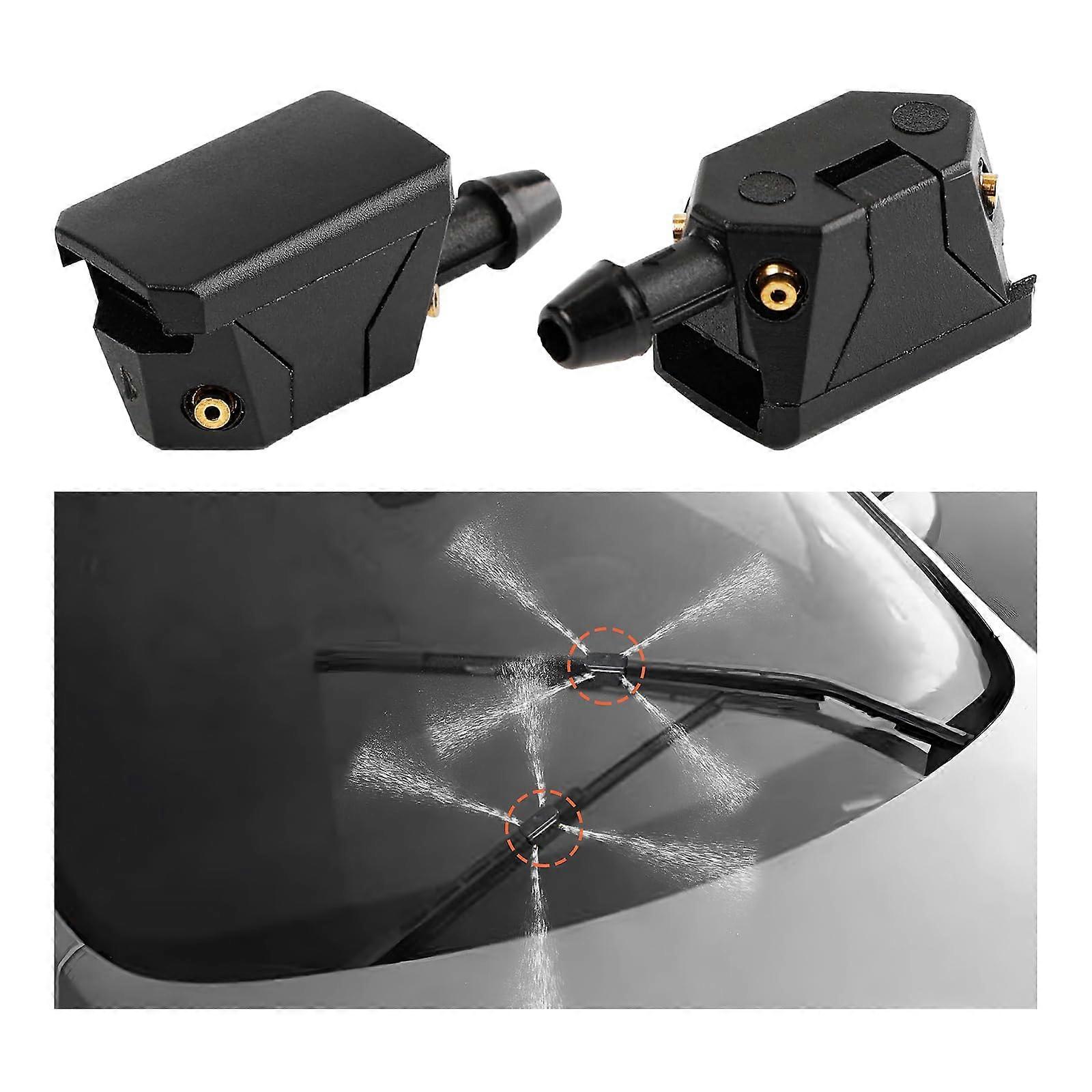 2 PCS Windshield Washer Nozzles 4Hole Car Sprayer Replacement with 4Direction Spray Coverage