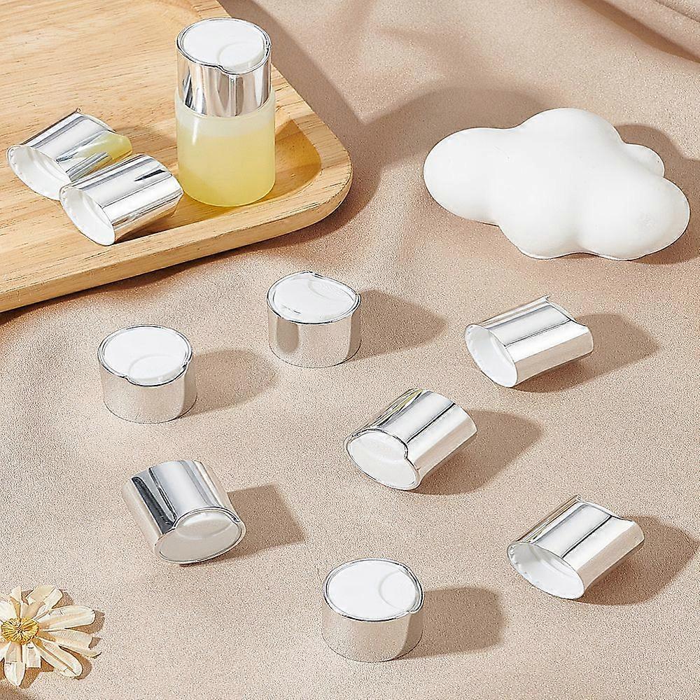 10pcs Aluminized Plastic Press Caps Replacement Disc Top Dispensing Lotion Bottle Closure Column Silver 28x28mm Inner Diameter: 24mm