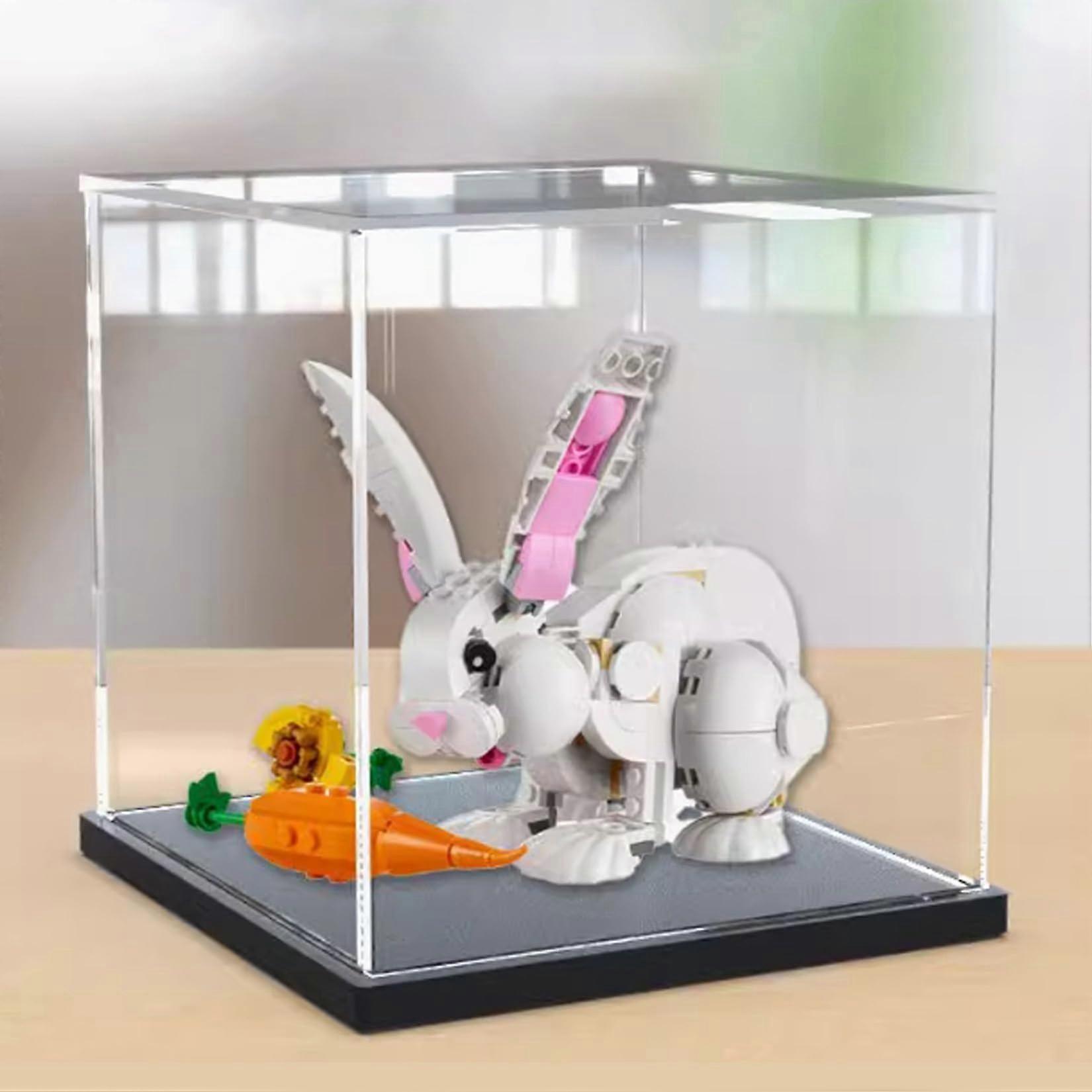 Acrylic Display Case for  31133 Cute White Rabbit, Clear Dustproof Box with Black Base 3mm
