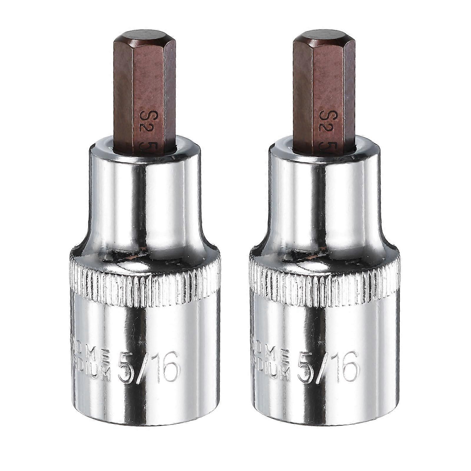 Impact Socket Set 2pcs 5/16 Hex Bit 1/2 Inch Drive S2 and CRV Steel Precision Tip  Torque