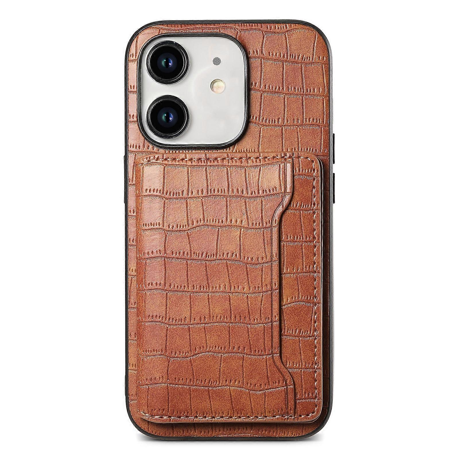 Crocodile Texture Card Bag Design Full Coverage Phone Case