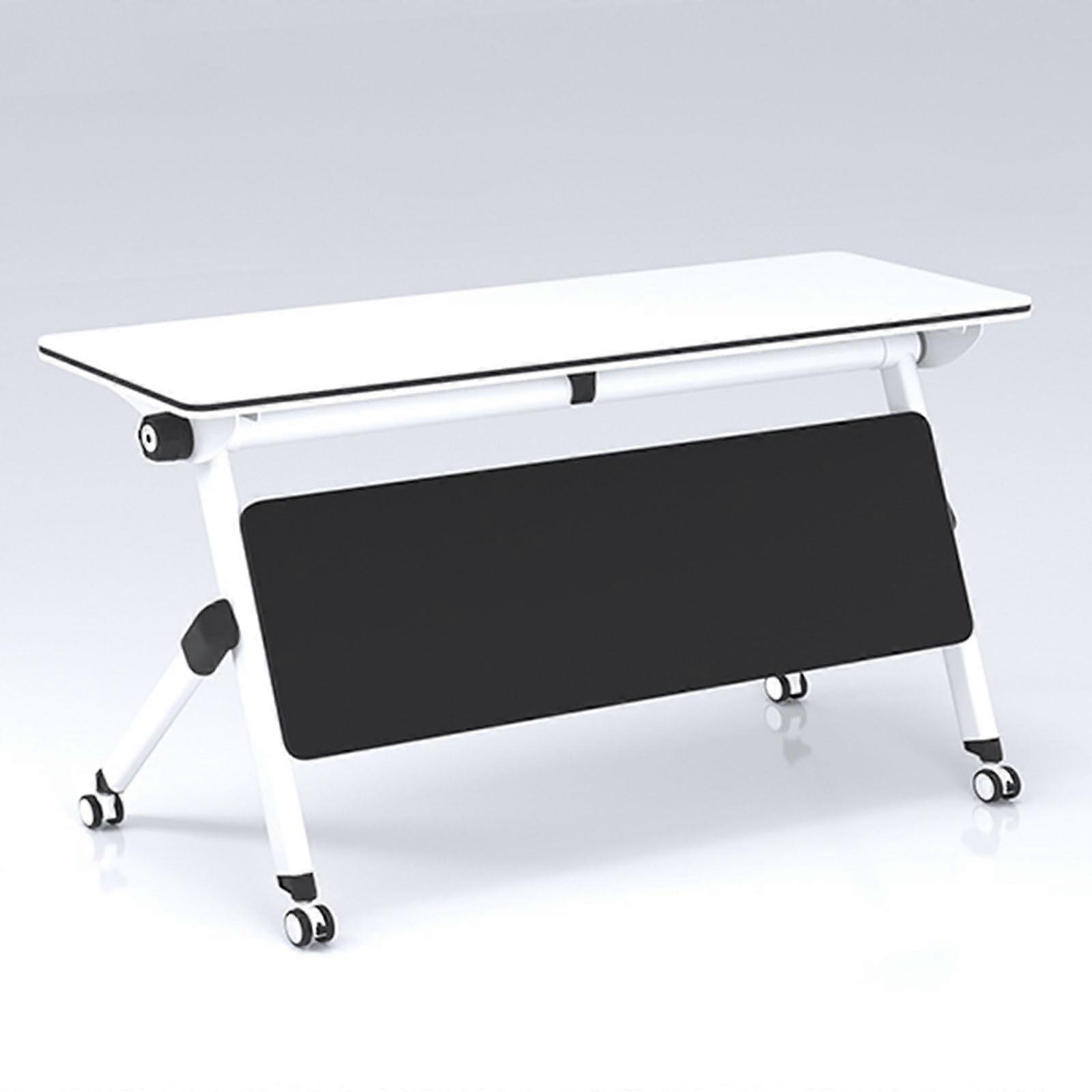 Modern Folding Conference Table with Silent Wheels, Rounded Corners, 55x16 Mobile Office Desk