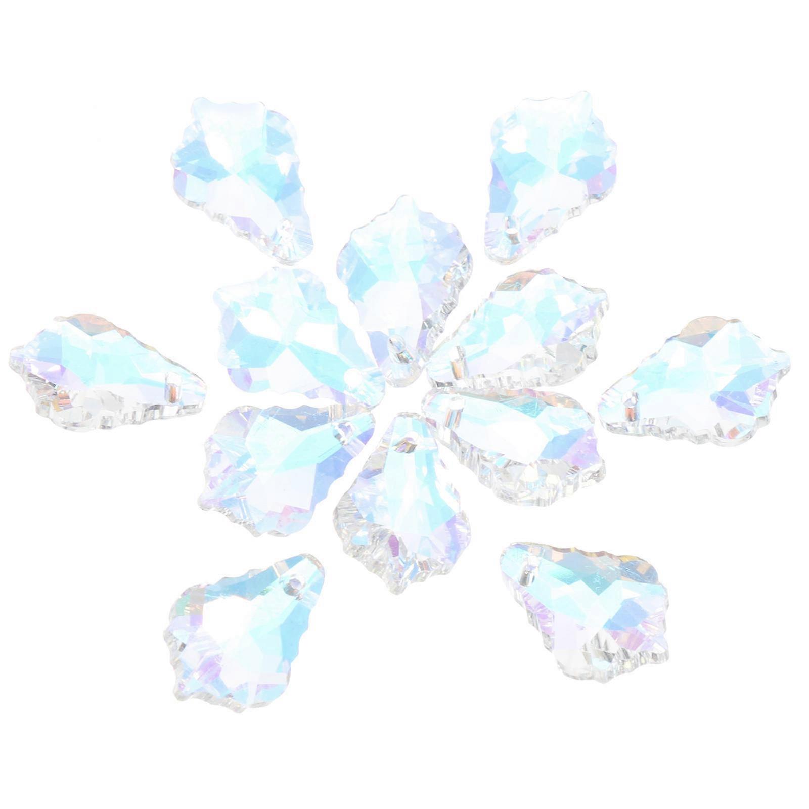 Crystal Maple Leaf Pendants for Window Decoration 12Pcs Transparent Hanging Prisms
