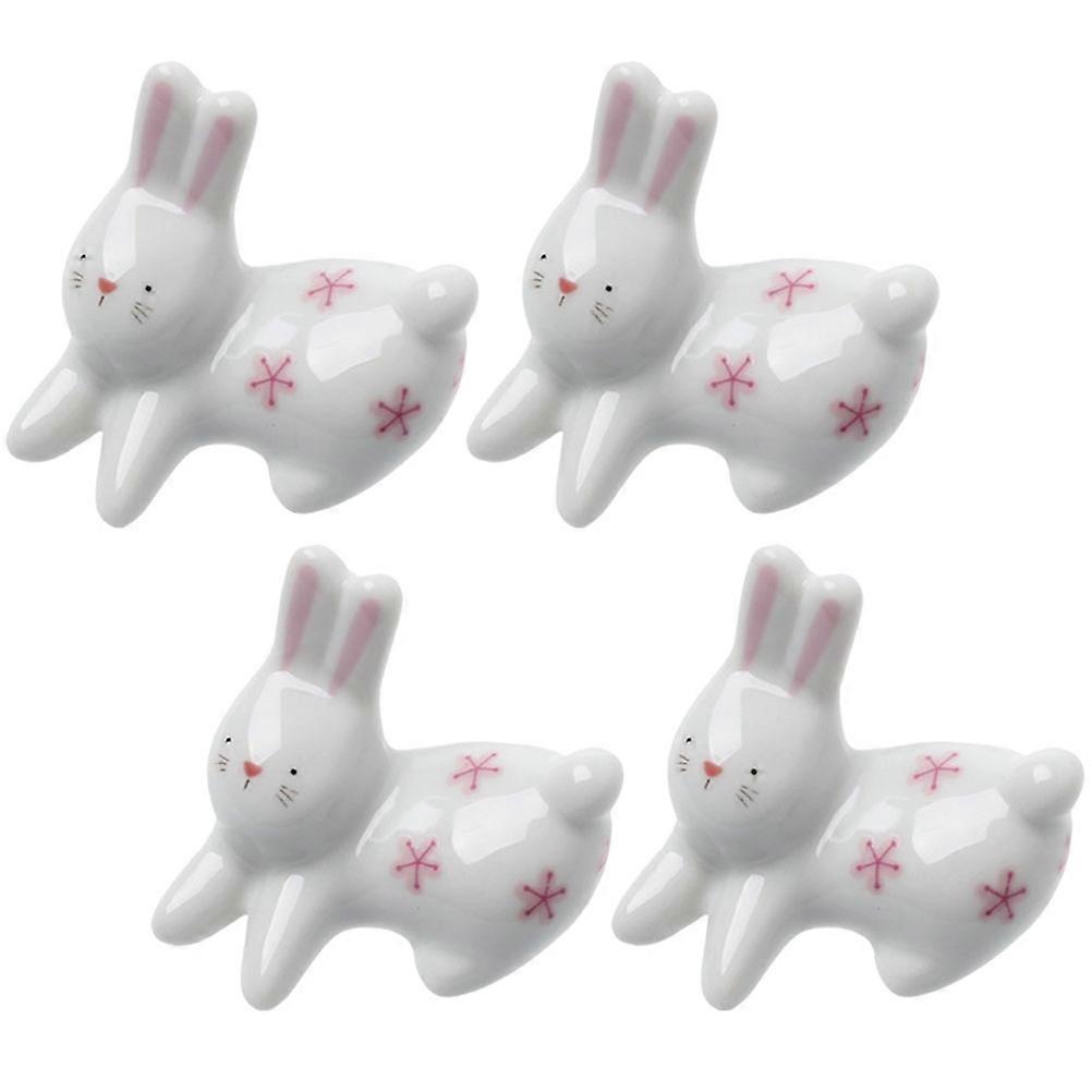 Rabbit Shape Ceramic Chopstick Rests for Decor 4Pcs Chopsticks Holder