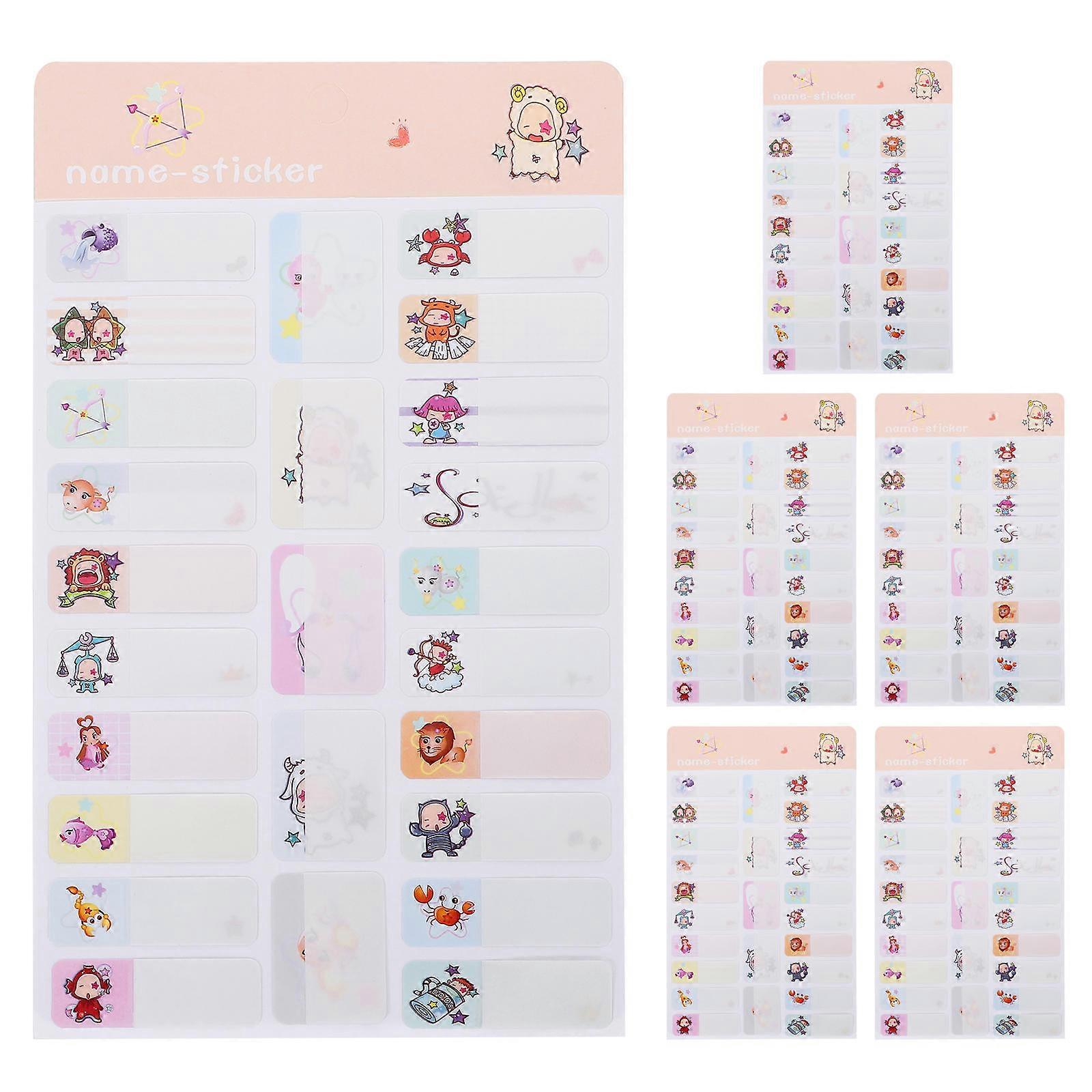 Waterproof Labels Name Tags for Decoration Use 6 Sheets Adhesive Stickers