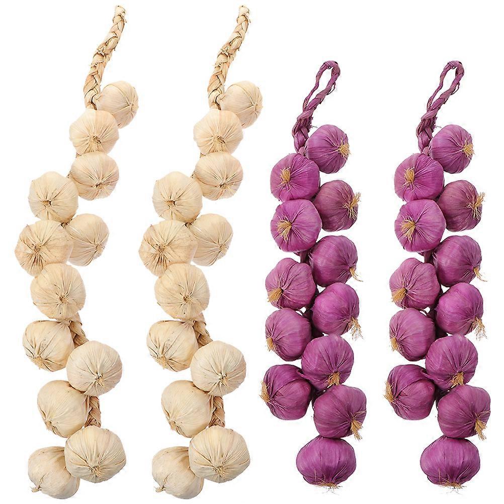 Multifunctional Garlic String Decor for Decoration 4Pcs Fake Garlic String
