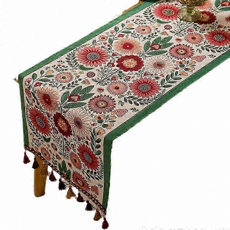 Sunflower Table Runner Polyester Bright Color Dining Table Decor