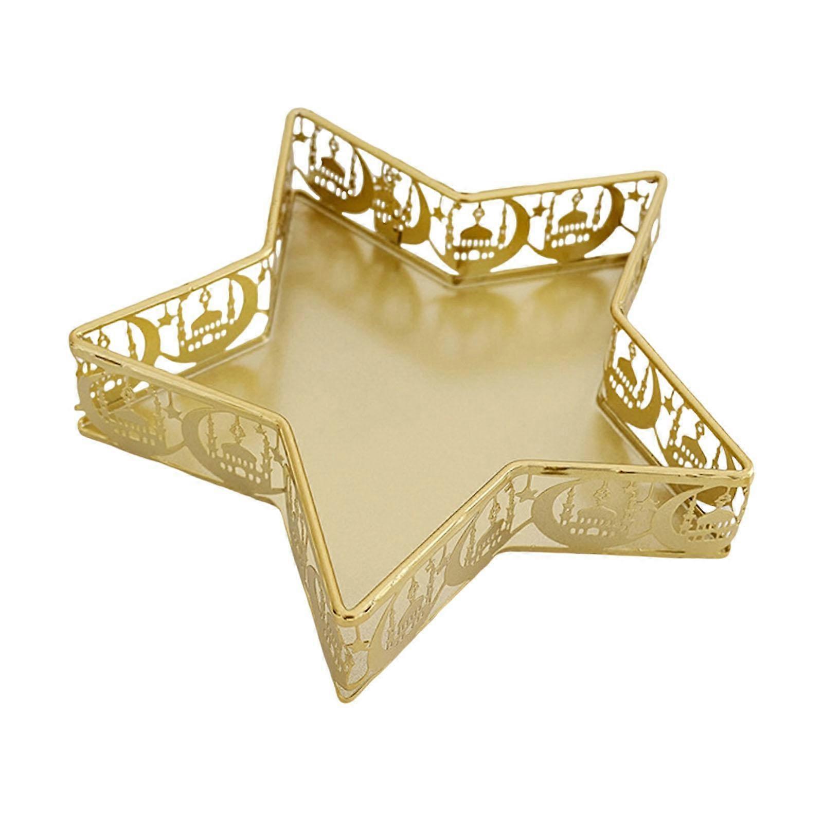 Moon Star Shaped Tray Eid Mubarak Tray Sturdy Elegant Multipurpose Electroplated