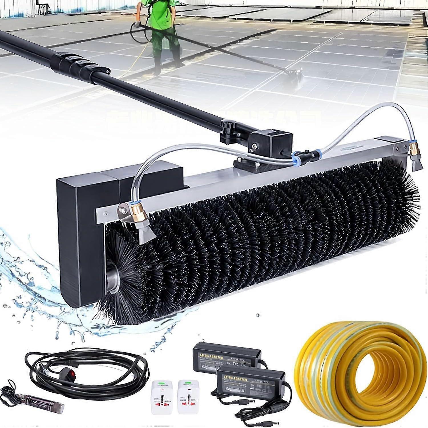 Electric Solar Panel Cleaning Brush with Adjustable Telescopic Pole and Automatic Rotating Head 3.5m
