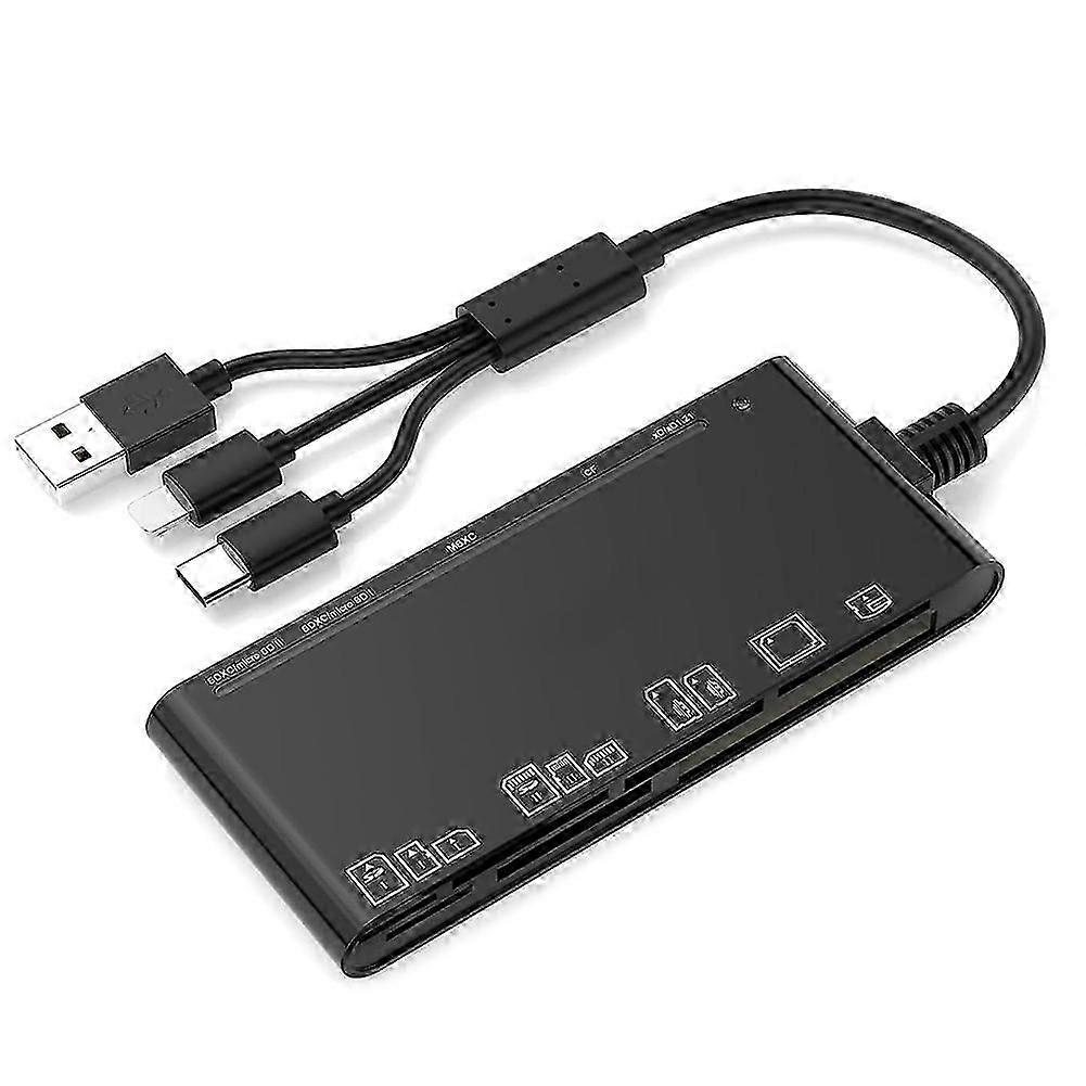 CF/2xSD/2xTF/MS/XD Multi-Card Reader Multi-Function Card Reader with Simultaneous Reading for Windows Linux Mac OS