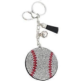 Sports Ball Keychain Decorative Hanging Alloy Rhinestone 4Pcs Set