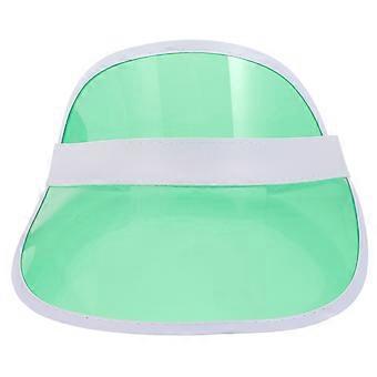 Groene plastic zonneklep hoed met brede rand voor buitensporten en als zonweringhoed.