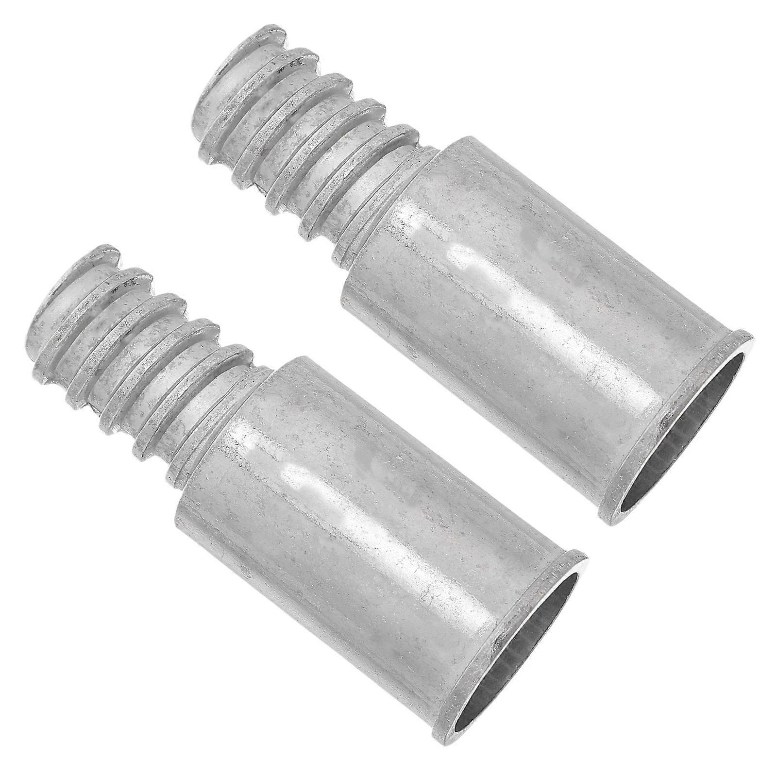 Broom Handle Threaded End Silver Alloy Connector for Mop 2Pcs Set
