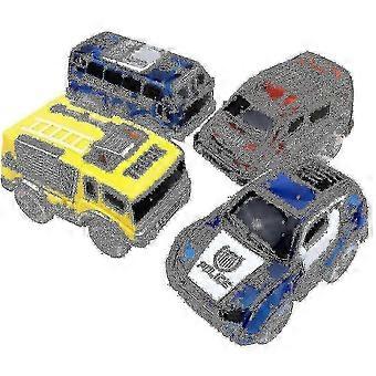 4pcs Track Car Track Spielzeug Auto Glühendes Spielzeugauto Auto Auto Track Zubehör mit 5 blinkenden LED-Leuchten