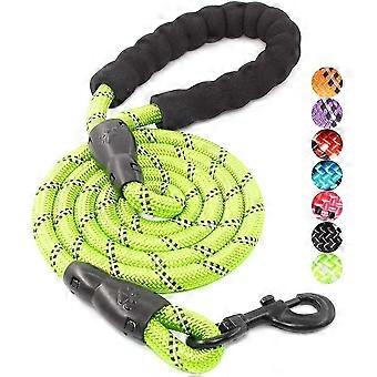 5 Ft Strong Dog Leash With Comfortable Padded Handle And Highly Reflective Threads For Small Medium And Large Dogs-green
