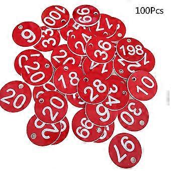 100pcs Plastic Id Number Tags 1-100 Engraved Number Id Tag Colored For Key Ring Svc