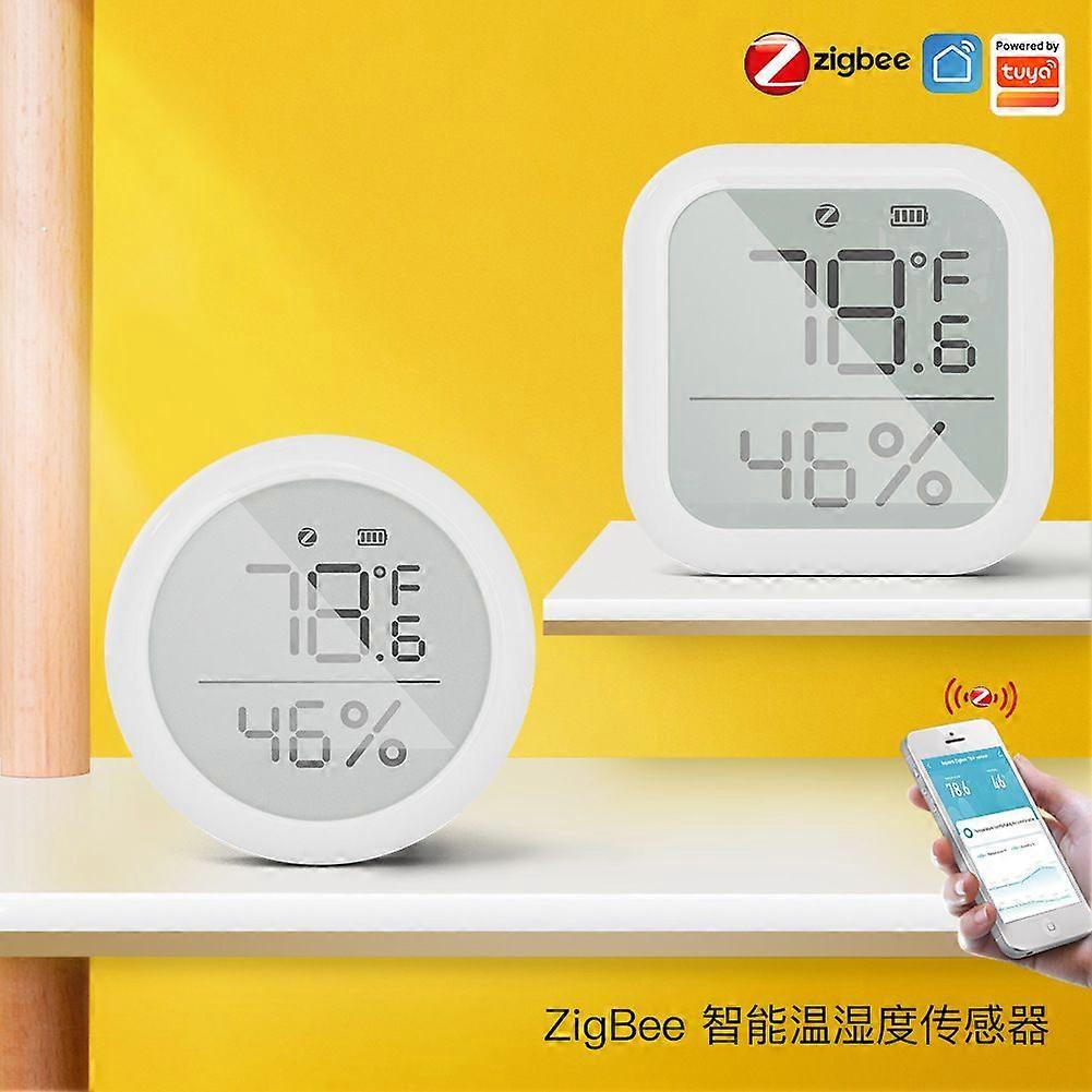 Compatible ZigBee smart home temperature and humidity sensor with digital display, app remote control, ZigBee square temperature and humidity sensor.
