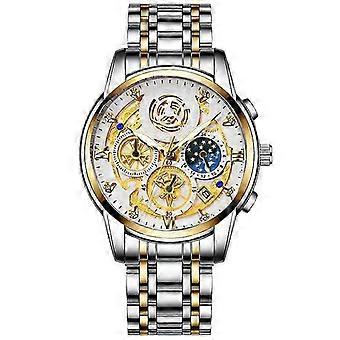 BINBOND Luxury Fashion Casual Quartz Men Watch Stainless Steel Strap Luxury Dial Luminous 30M Waterproof Business Men Wristwatch 26-27