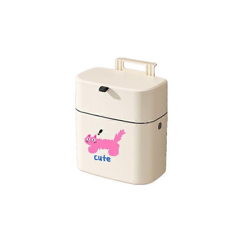 Large Desktop Bin, Cute Cat Design Trash Can with Lid