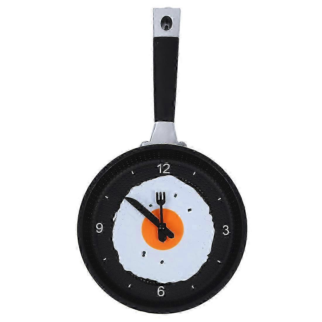 Frying Pan Clock with Fried Egg - Novelty Hanging Kitchen Cafe Wall Clock Kitchen