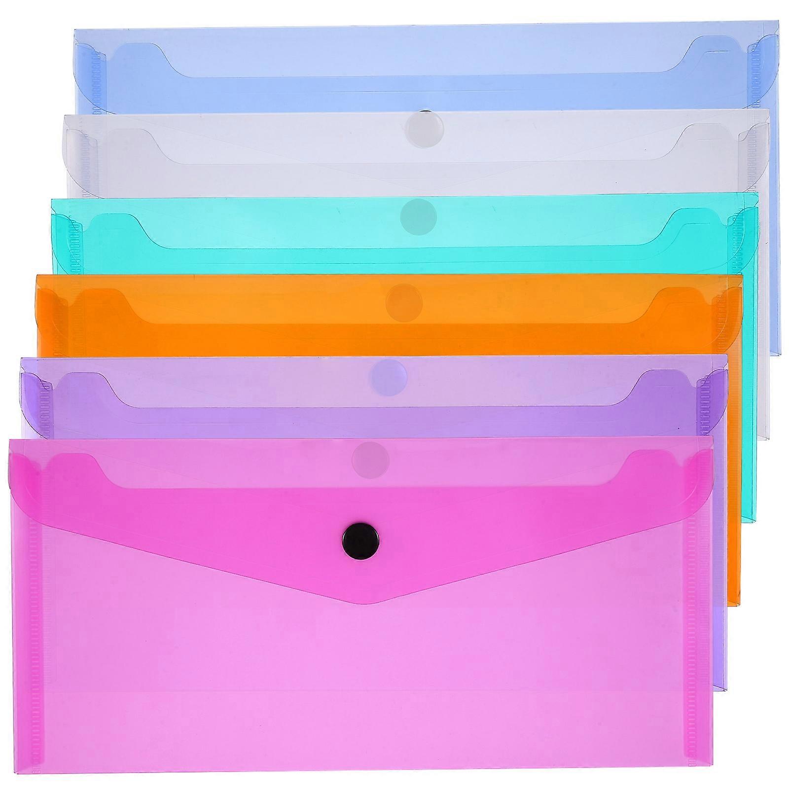 6 Pcs Clear Envelopes File Pockets Colored Envelopes Colored Folders Envelope Folder Document Folder