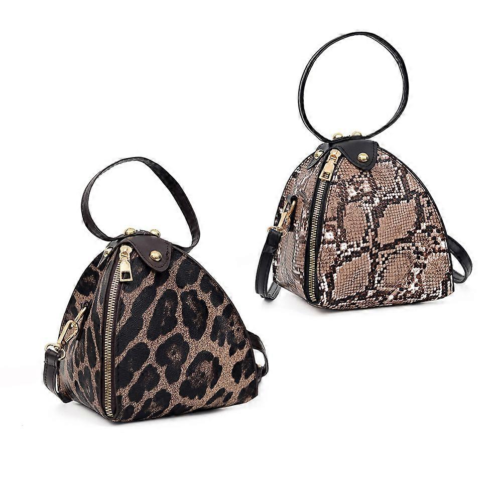 Yellow Brown Leopard Crossbody Bag Triangular Shape for Travel 1Set