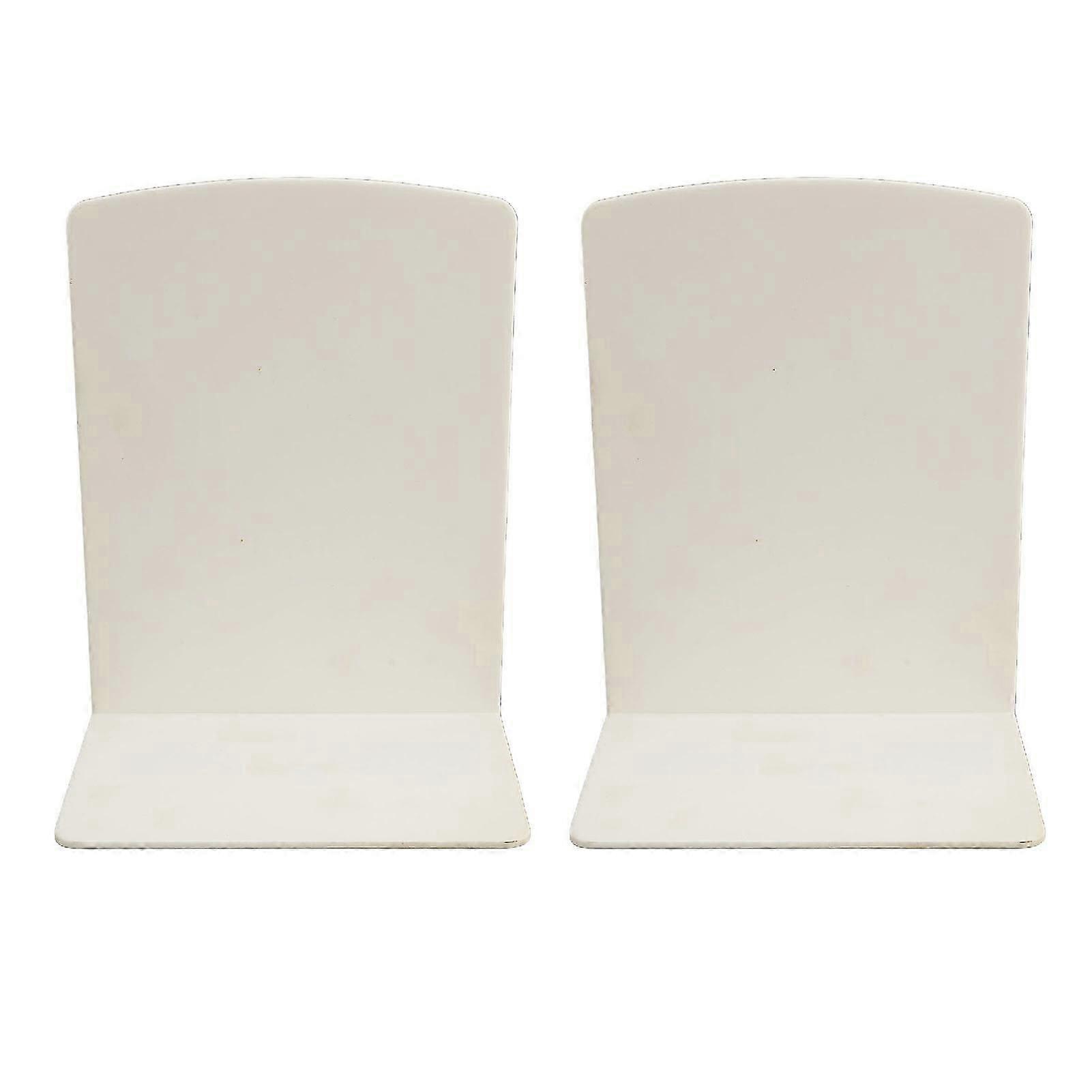 2Pcs White Plastic Bookends Shelf Organizer