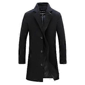 Men's Plus Size Classic Wool Overcoat Winter Warm Single Breasted Slim Fit Casual Outwear