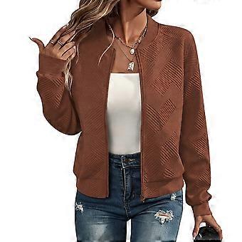 Women‘s Casual Zip-Up Jacket – Round Neck Long Sleeve Coat for Fall & Winter Days
