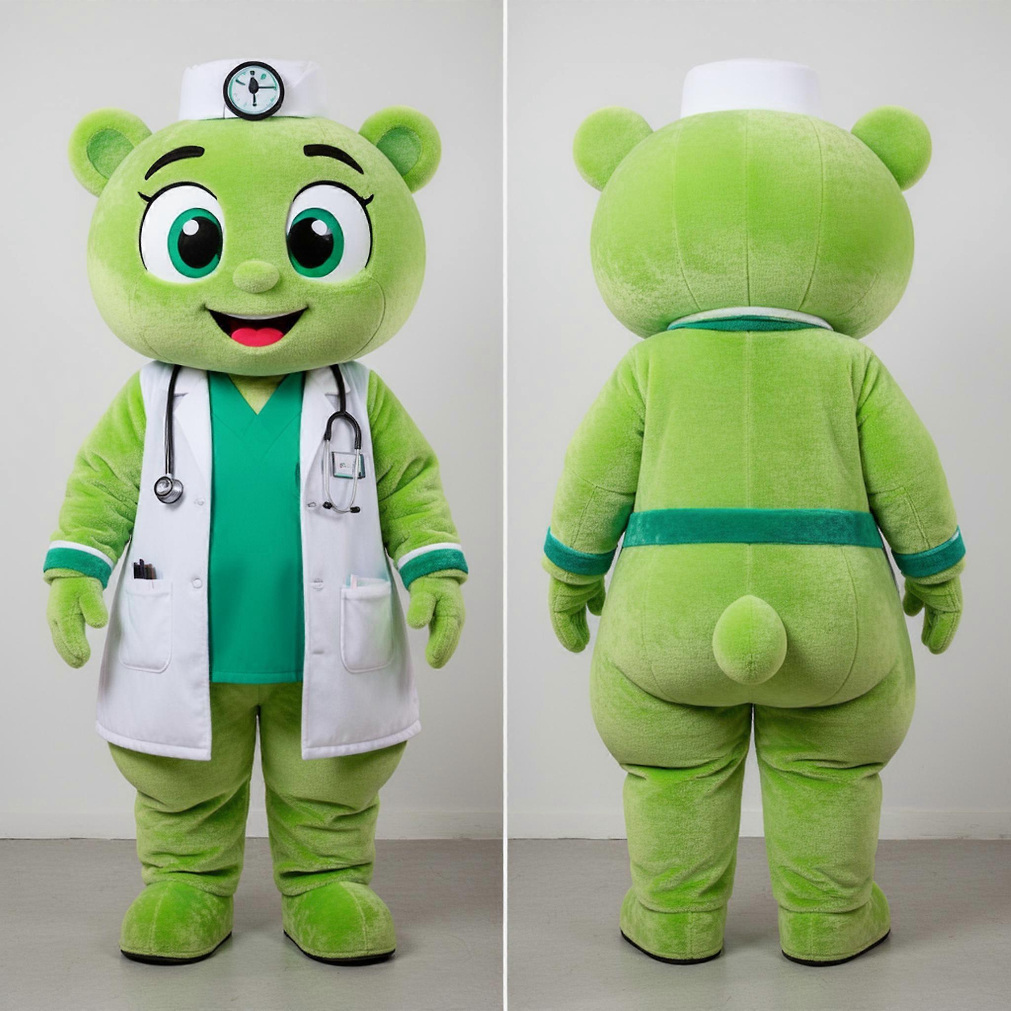 MASTICOT Lime Green Friendly Doctor Mascot
