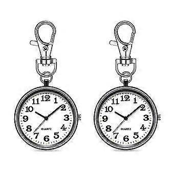 2pcs Infermieri Orologi per Donne Orologio Da Tasca Al Quarzo Con Fibbia Chiave Appeso Clip Orologio Digitale Per Infermieri Medici
