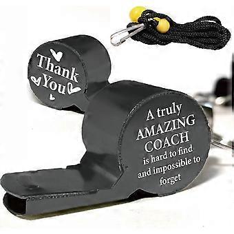 Thank You Whistle Black Stainless Steel Whistle Metal Sports Truly Amazing Instructors Loud Clear Sound Referee Gear with Lanyard 1.8 x 0.7 x 0.9