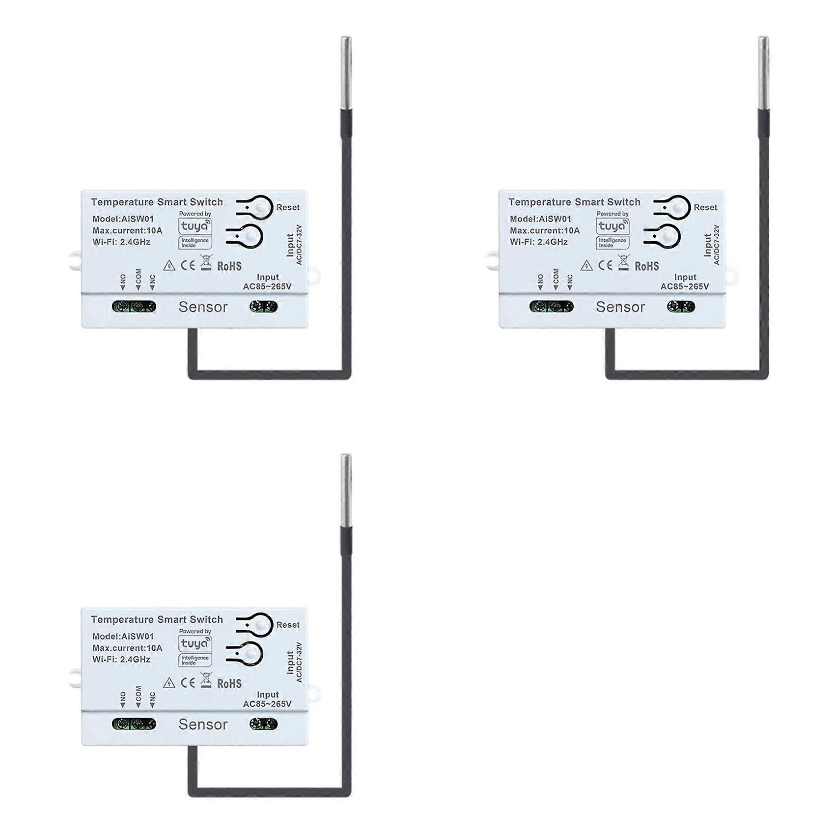 3X Tuya WiFi Temperature Switch Sensor 2.4G WiFi Temperature Switch Sensor Smart Switch with 2M Temperature Probe