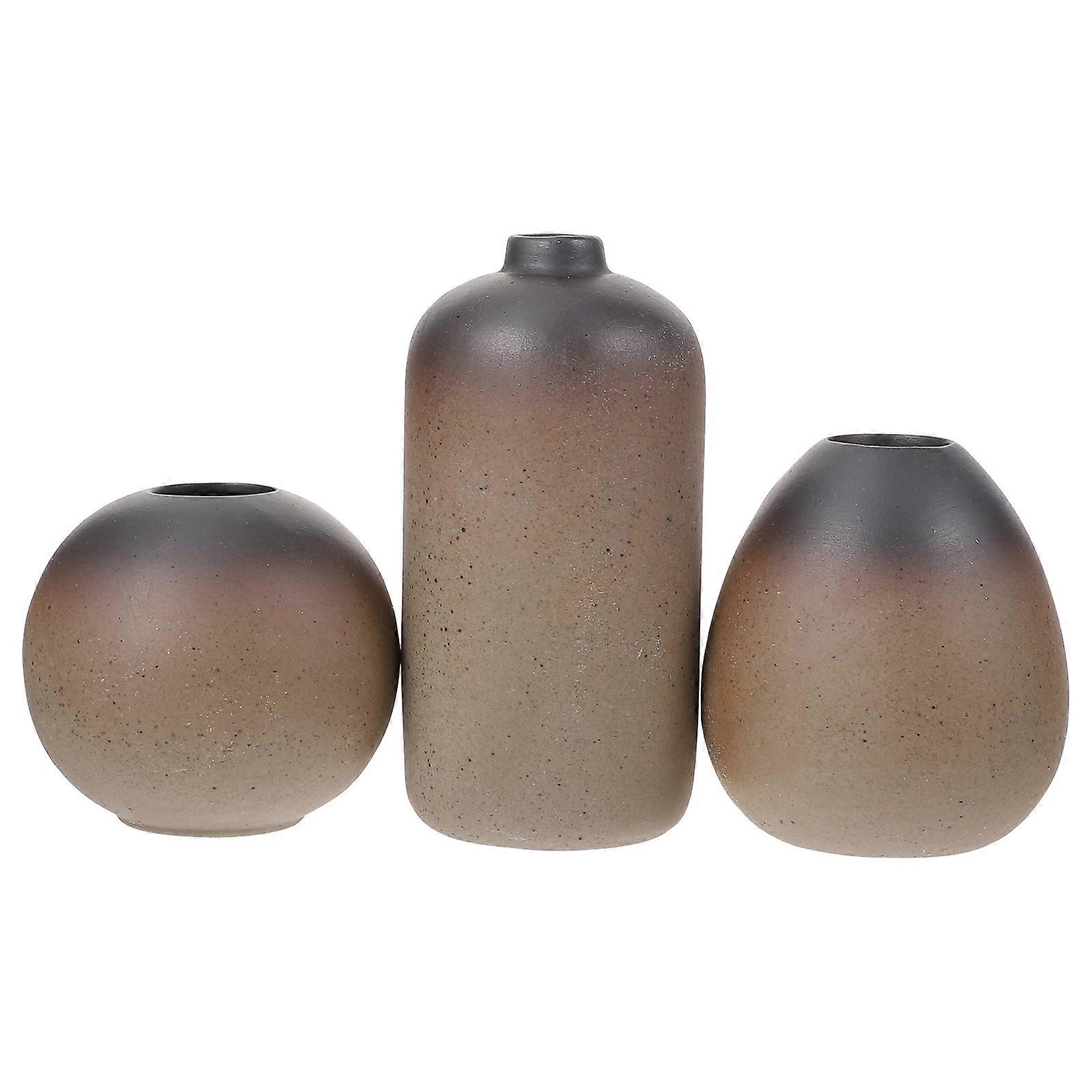 Rustic Ceramic Flower Vase for Simple Design 3Pcs Collection
