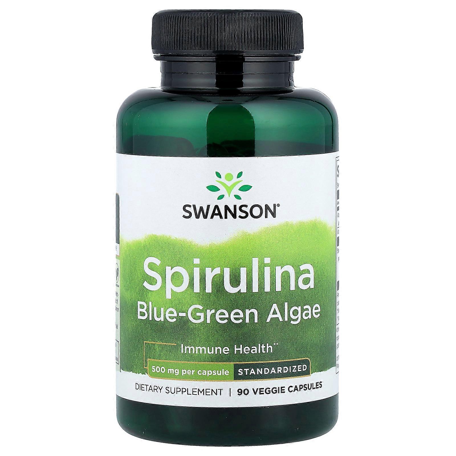 3 x Swanson, Spirulina Blue-Green Algae, Standardized, 90 Veggie Capsules