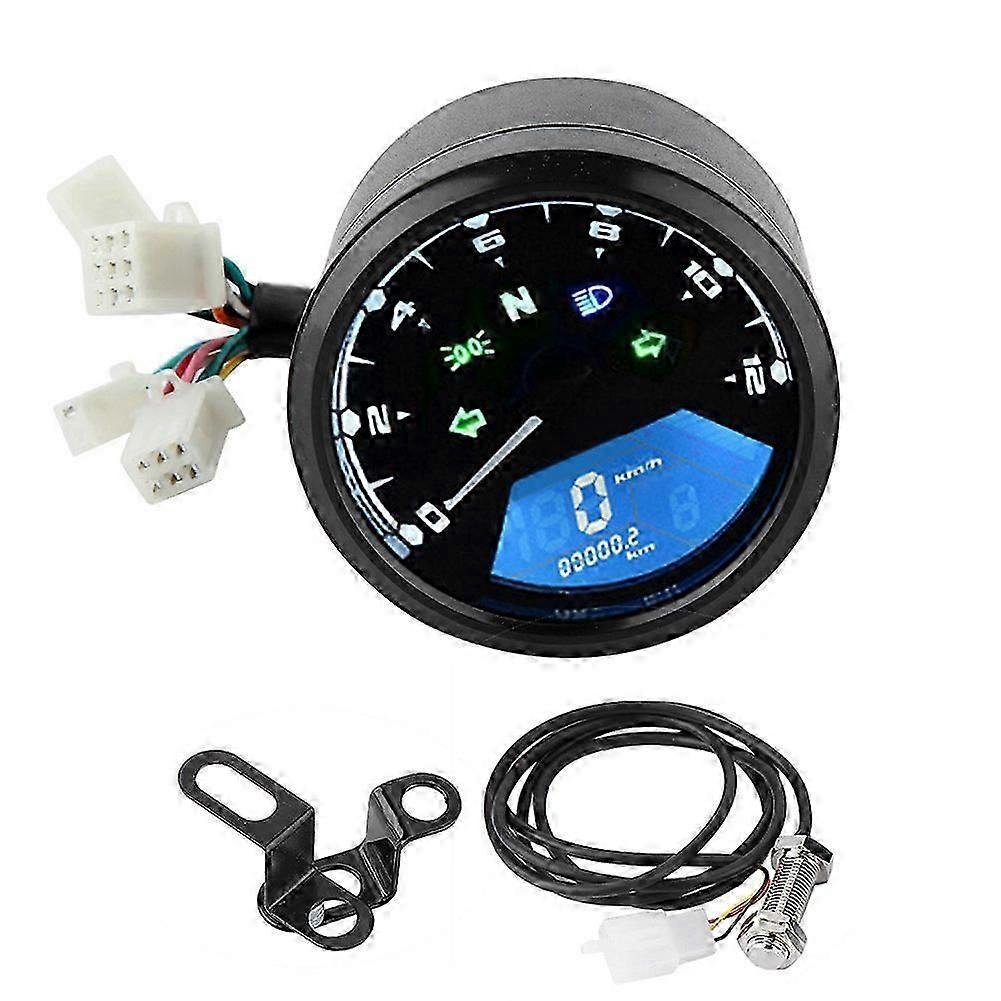Universal Motorcycle Digital Speedometer Odometer with Fuel Level Indicator and Tachometer LCD Display