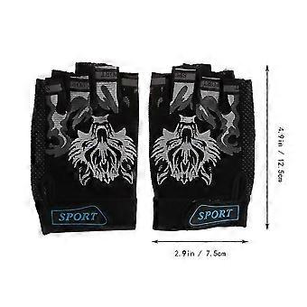 Half Finger Cycling Gloves for Children, Black Breathable Durable Non-slip Sweat Absorbent Outdoor Gloves, 1 Pair